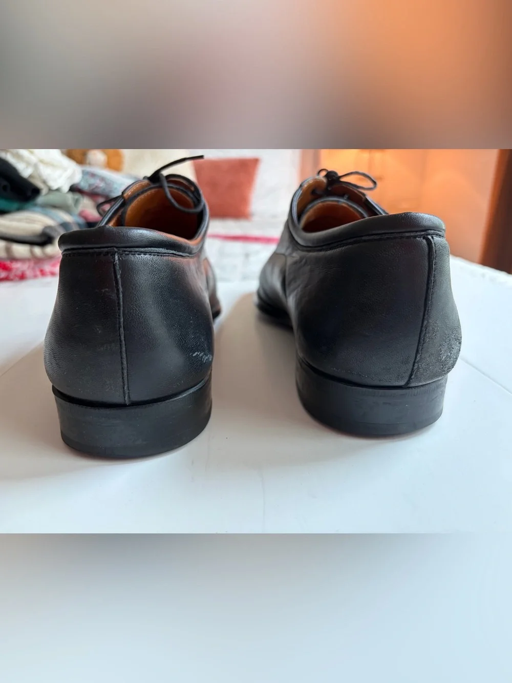 Magnanni Black Leather Cap-Toe Oxfords Men's 12 D Made in Spain